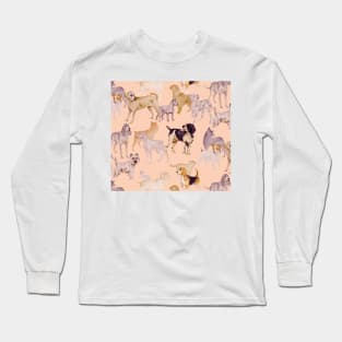 Dog and Pastel Color Long Sleeve T-Shirt